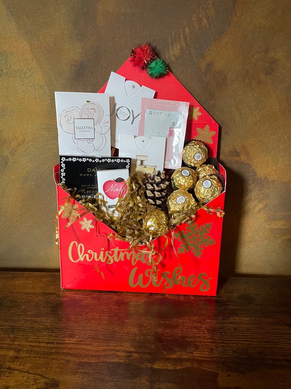 CHRISTMAS Chocolates And Perfumes Envelope Gift Boxed For Anyone For Any Family Member Fun Quirky Ribbon Cones Gift Wrapped Mum Wife Sister