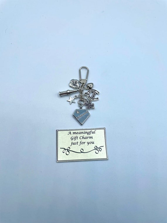 Bridesmaid Meaningful Keepsake keyring Charm Gift Boxed Rhymes Lipstick Heart Horseshoe Clover