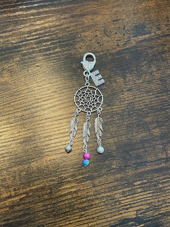 Personalised Initial Dream catcher Key ring Charm Keepsake Gift Feathers Beads Help Sleep And Catch Your Dreams Alphabet Charm Any Occasion