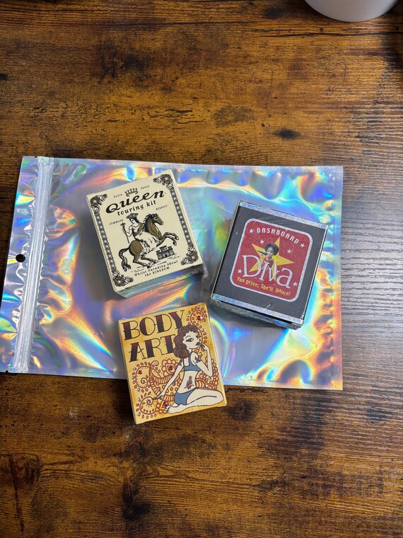 Three Novelty Survival Kits Boxed Items Dashboard Diva Body Art Queen Touring Kit Booklets Sealed Secret Santa Birthday