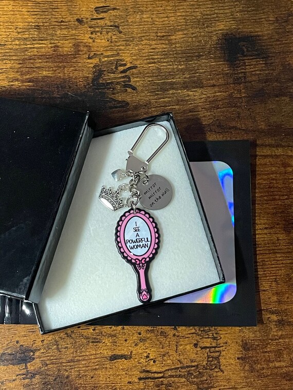 MIRROR MIRROR On The Wall Disney Snow White Inspired Key Ring Charm Set Crown Hearts Gift Box or Glitter Bag Any Occasion Anyone Fun Quirky