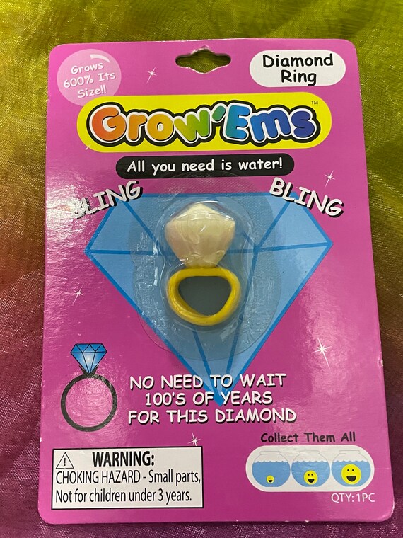Grow a DIAMOND RING in water grows 600% its size fun valentines gift engagement etc fun gift novelty humorous laughable for anyone