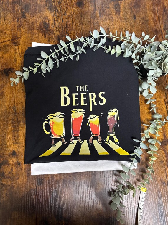 THE BEERS Beatles Style Famous Walk Printed T Shirt Unisex Drinks Pictures Fun Novelty Keepsake Any Occasion Mixed Colour Tops Unique Gift