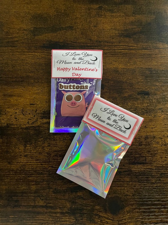 Valentines Day Love You To The Moon And Back Small Packet Of Chocolate Buttons Shimmer Gift Bag Fun Novelty Partner Bf Wife Mum For Anyone