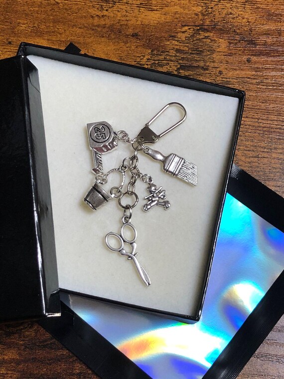 Painter and decorator Key ring charm keepsake gift ladders paint brush scissors paint pod for any Occasion gift boxed fun quirky gift