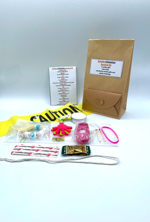 HALLOWEEN Zombie Infestation Novelty Survival Fun Quirky Keepsake Gift Caution Tape Disposable Bag Pair Of Hands Wobbly Eyes Plaster Watch