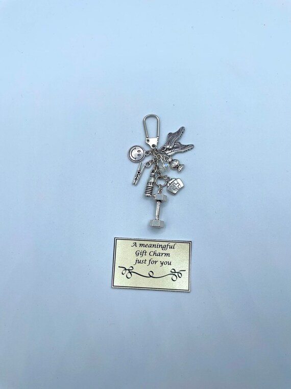 FITNESS Meaningful Charm Key Ring Bag Charm Pendant Poems Meanings To The Charms Gift Box Or Bag Trainers Dumbbell Gym Dance Keepsake Water