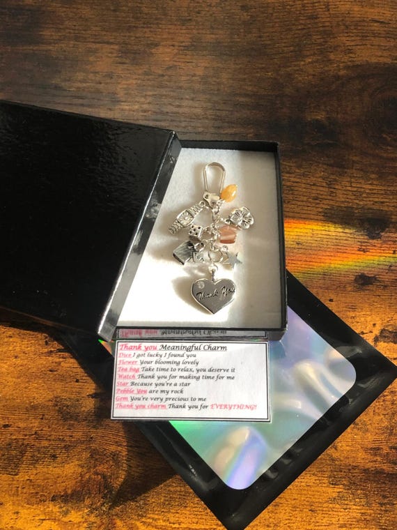 THANK YOU Meaningful Quotes Keepsake keyring Charm Gift Boxed poems Teacher Wedding anyone fun gift bridesmaid family member Tea Bag Watch