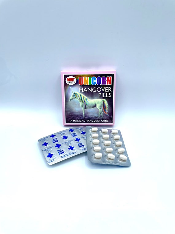 UNICORN Hangover PILLS Fun Novelty Quirky Humorous Mint Sweets Gift Birthday Christmas Secret Santa Warning This Not A Medicine Pack Laugh