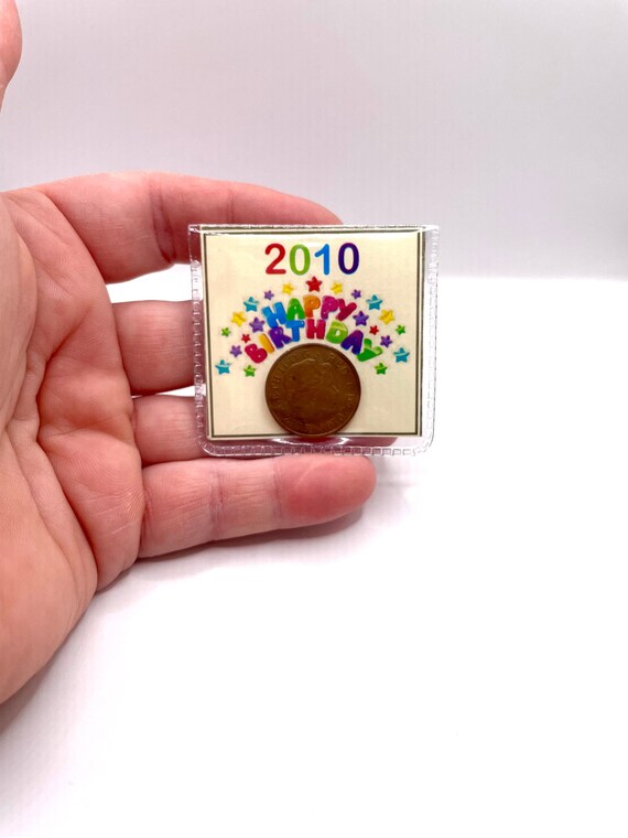 Birthday Gift Born in the 2000s lucky PENNY keepsake pouch organza bag any date, to put inside card as a extra gift two colours available