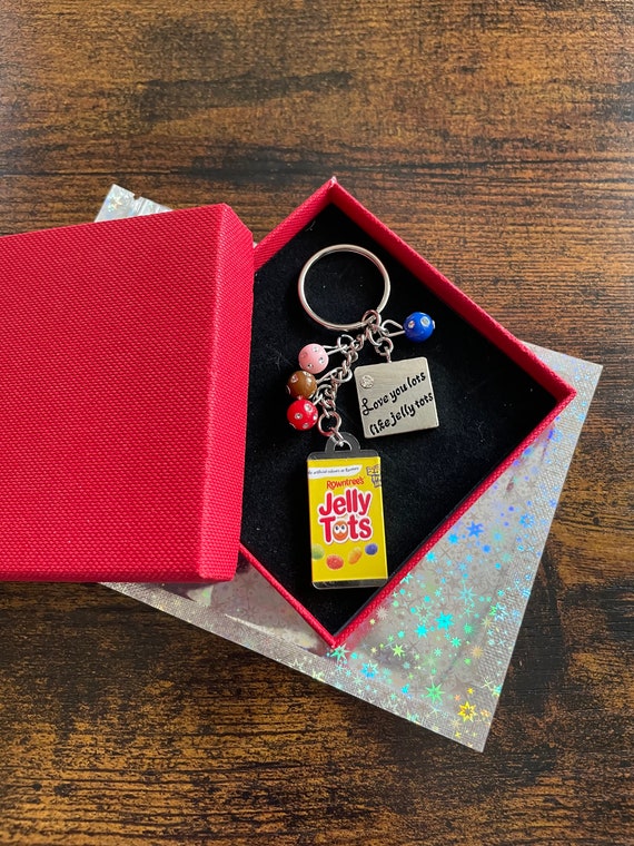 Love You Lots Like Jelly Tots Key Ring Bag Charm Beads Jelly Tots Bag Style Charm Gift Boxed Birthday Valentines Love Girlfriend Boyfriend