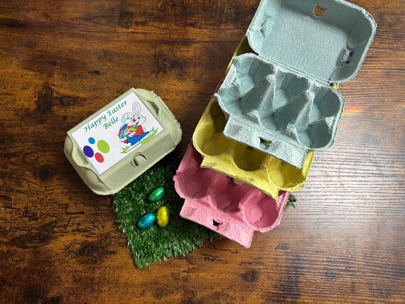 PERSONALISED Easter Egg Box Fun Chocolate Money Insert Name On Box Any Colours Egg Hunt Party Favour Craft Refill Fun Novelty Quirky Gift