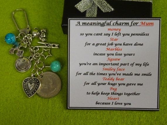 Meaningful Keepsake For Dad or Mum key ring Charm Gift Box Rhymes Birthday Christmas Fathers day Mothers day Teddy Bear Heart Smiley Face