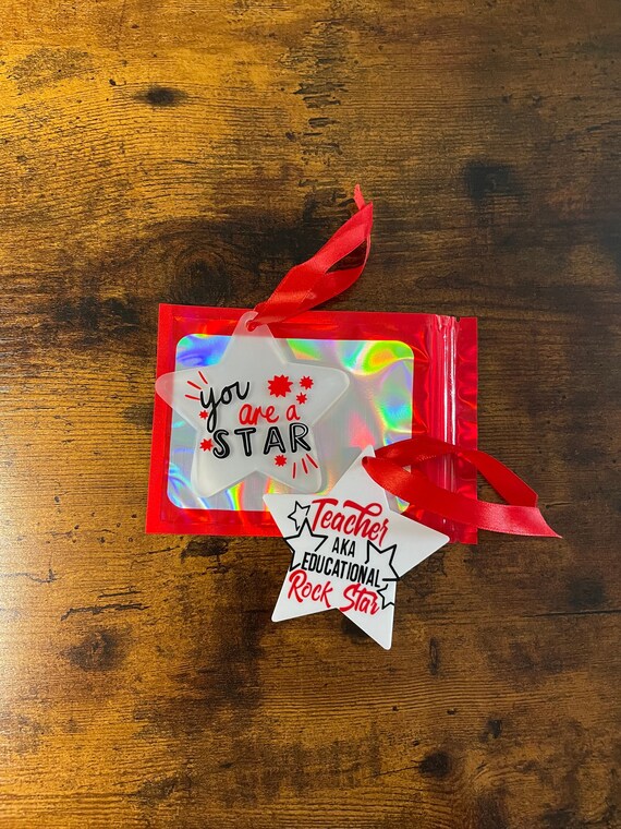 Teacher Gift You Are A Star Or Teacher AKA Educational Rock Star Vinyl Print Wall Tree Hanger Decoration End Of Term Christmas Gift Bag Fun
