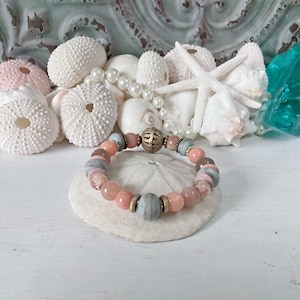 Women’s Beach Stretch Bracelet, Gift For Her, Surfer Bracelet, Boho-Chic Jewelry, Gemstone Friendship Bracelet, Boho Tide Bracelet