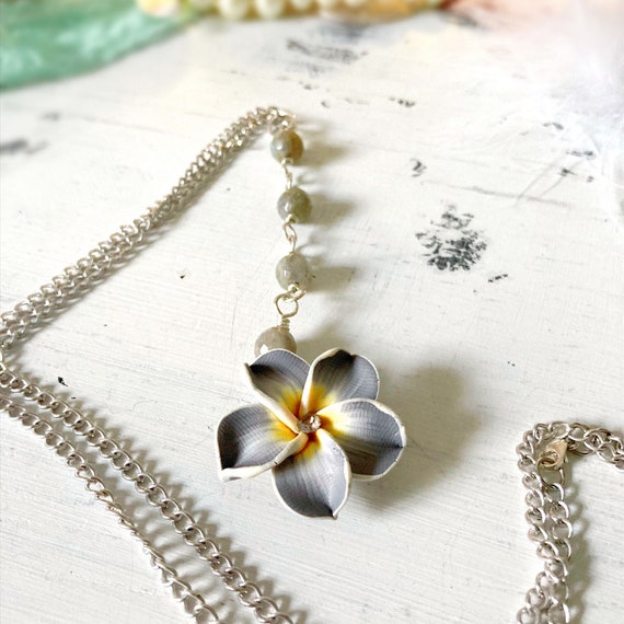 Womens Plumeria Necklace Gift for Her Flower Necklace Boho chic