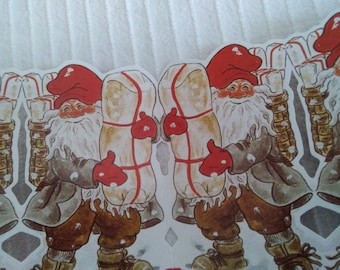 father Christmas decor 22.5 x 3.5 Vintage Swedish foldable paper garland Christmas decoration ornament with Santa Claus