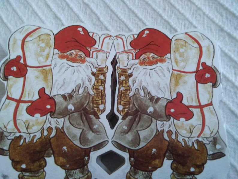 father Christmas decor 22.5 x 3.5 Vintage Swedish foldable paper garland Christmas decoration ornament with Santa Claus