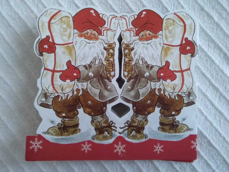 father Christmas decor 22.5 x 3.5 Vintage Swedish foldable paper garland Christmas decoration ornament with Santa Claus