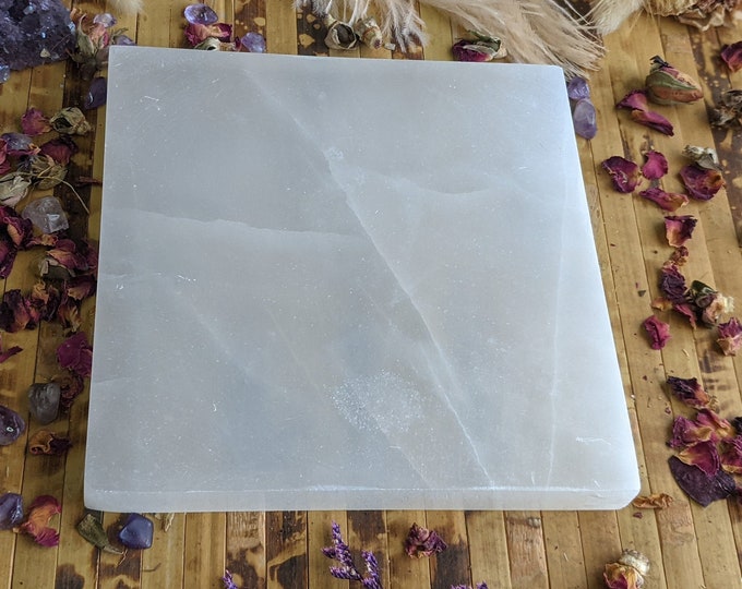 Selenite Charging Plate - Large 8"x4" Slab For Cleansing & Charging Crystals, Healing Stones & Jewelry - View #3