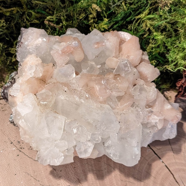 Large Apophyllite Cluster Peachy Stilbite White Zeolite Chalcedony Display Crystal Natural Stone Healing Mineral Specimen Geode Meditation