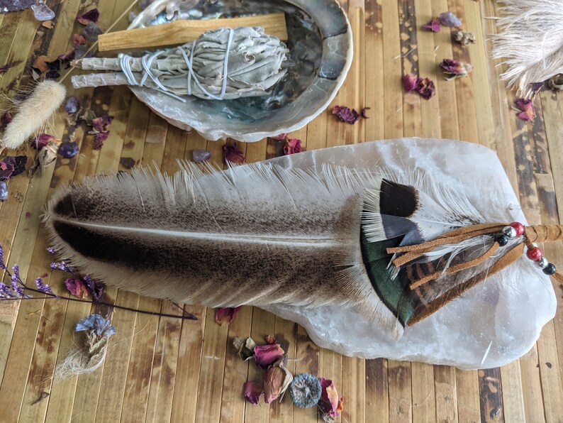 Ritual Smudging Feather Fan Wands for Sage Healing Secret Etsy