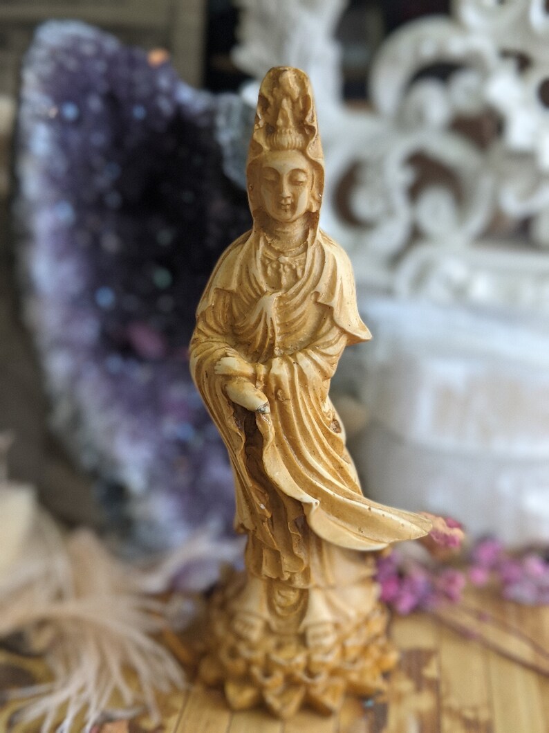 Quan Yin Statue Goddess Compassion Resin Sculpture Kwan Yin Etsy