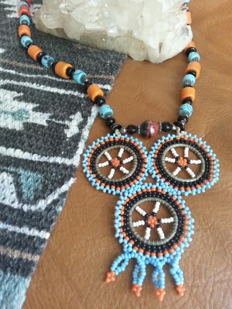 Vintage Navajo Beaded Necklace Native American Seed Beads Hand Etsy