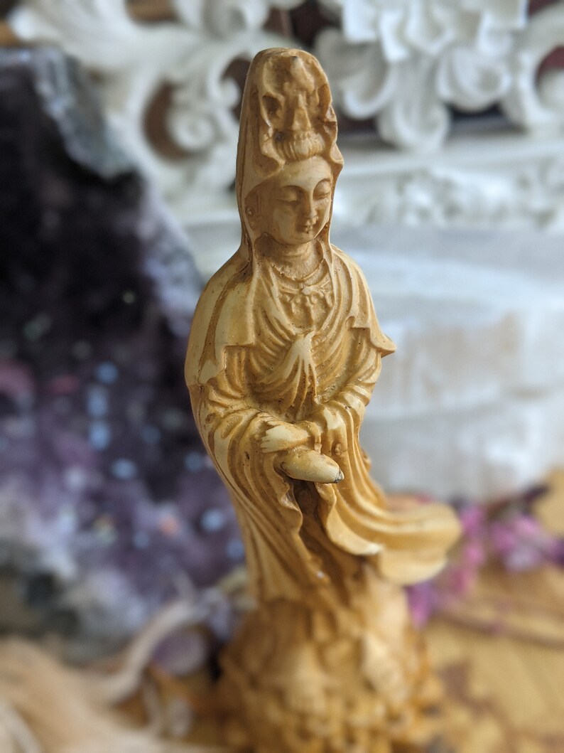 Quan Yin Statue Goddess Compassion Resin Sculpture Kwan Yin Etsy