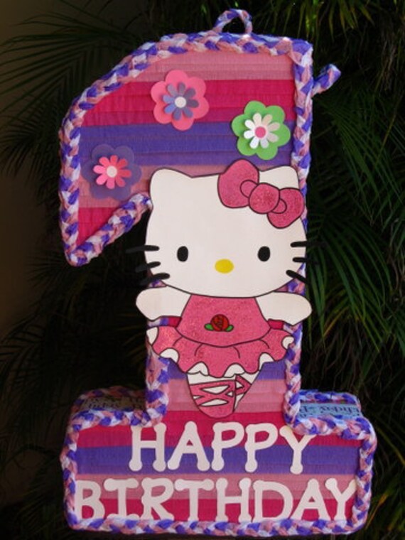 Hello Kitty 1st Birthday Handmade Birthday Child Pinata Etsy