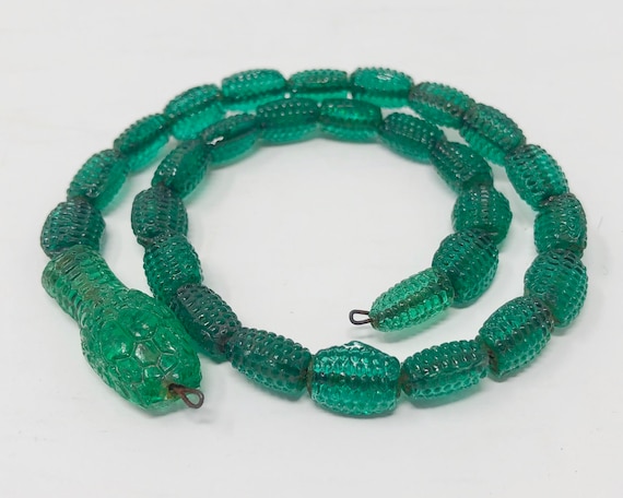 Vintage Czech Glass Snake Coil Bracelet Beaded Wir