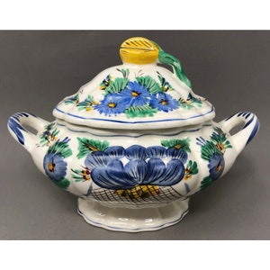Pintado a Mano Floral Casserole Dish Made in Spain, Hand Painted Spanish Pottery