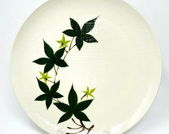 Assiette plate vintage Kanedai Ivy, grès japonais peint à la main 10 1/4"