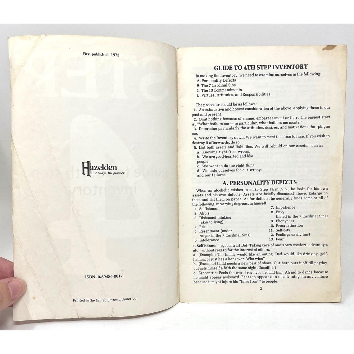 Hazelden Step 4, Guide to Fourth Step Inventory, AA Pamphlet ...