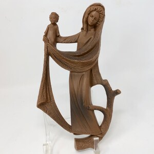 Vintage Virgin Mary and Baby Jesus Wall Hanging, Detailed Resin