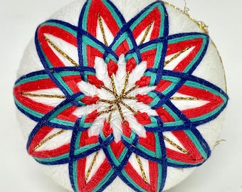 Fil traditionnel japonais temari brodé boules, art folklorique, fait main