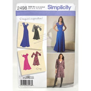 Simplicity 2498 Plus Size Day or Evening Dress, 3 Lengths, Size 14-22 New