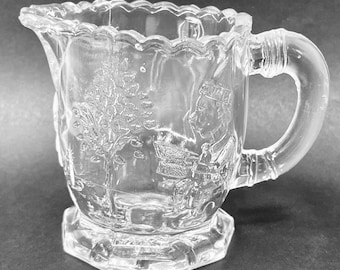 Crémier jouet en verre pressé pour enfant des années 1900, Comptines, États-Unis Glass Co.