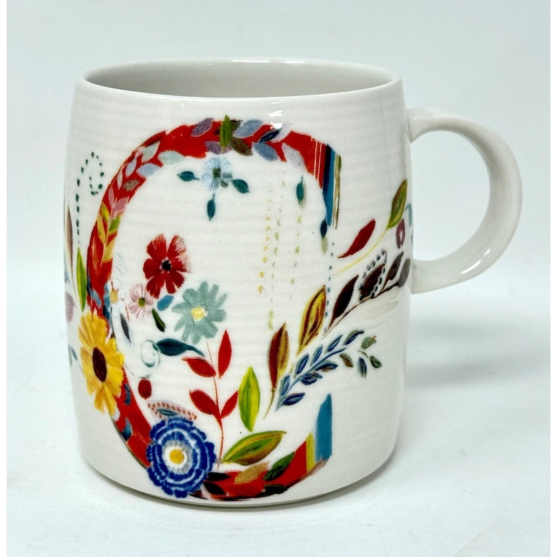 Anthropologie Starla Halfmann Initial "C" Monogram, Bright Flowers Coffee Mug image 1