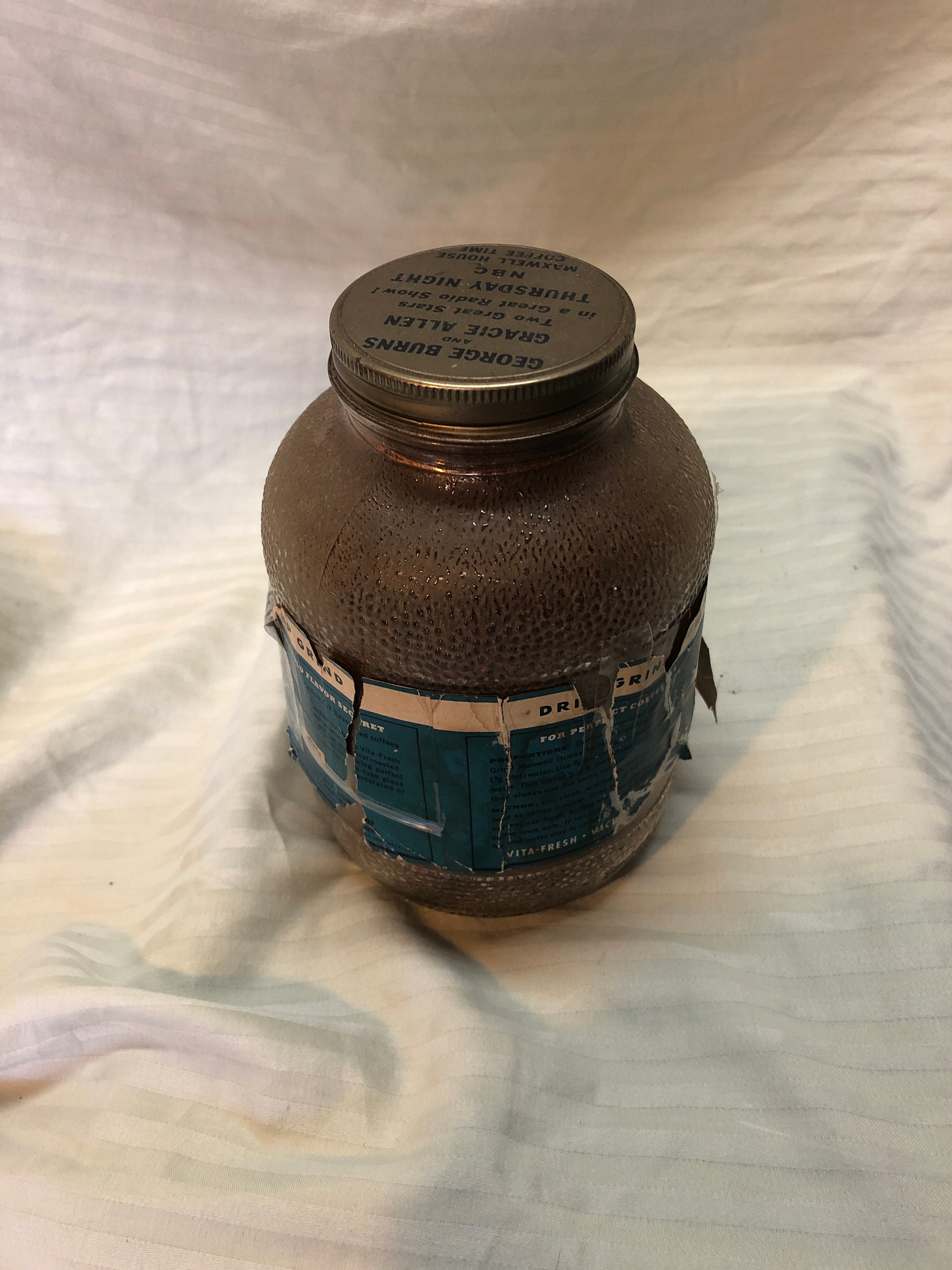 Vintage maxwell house Coffee jar filled w/coffee burns Etsy