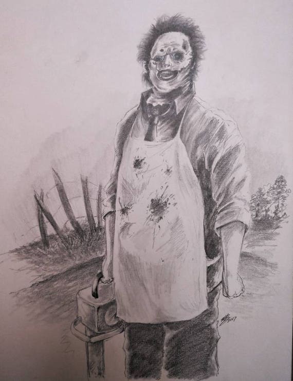 Leatherface graphite drawing | Etsy