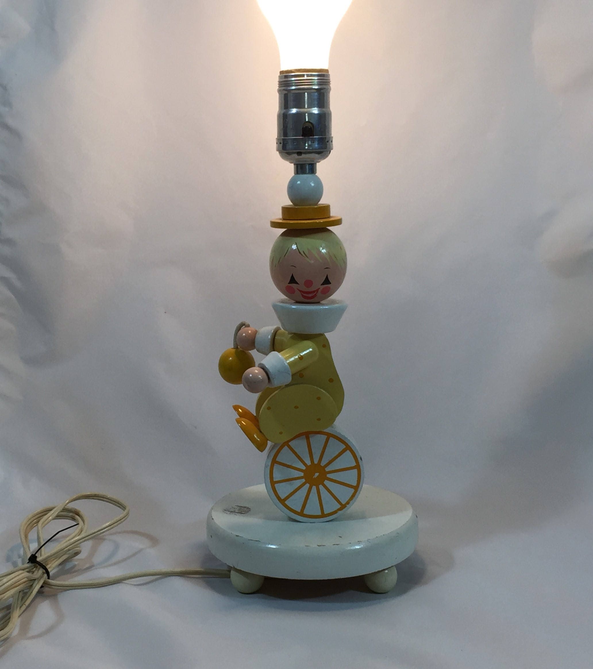 Irmi Nursery Clown Wood Lamp Vintage 1968 By Nursery Plastics Etsy