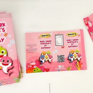 Golosinas personalizadas de tiburón bebé rosa
