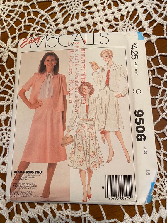 Details about   Vtg McCall's 1950's Pattern 8797 Misses' Dress and Jacket  FF Size 16 Bust 34