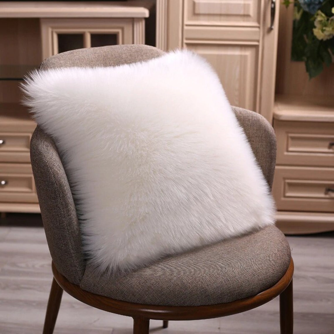 SALE White Fur PillowDecorative Pillow Home Decor Wedding Etsy