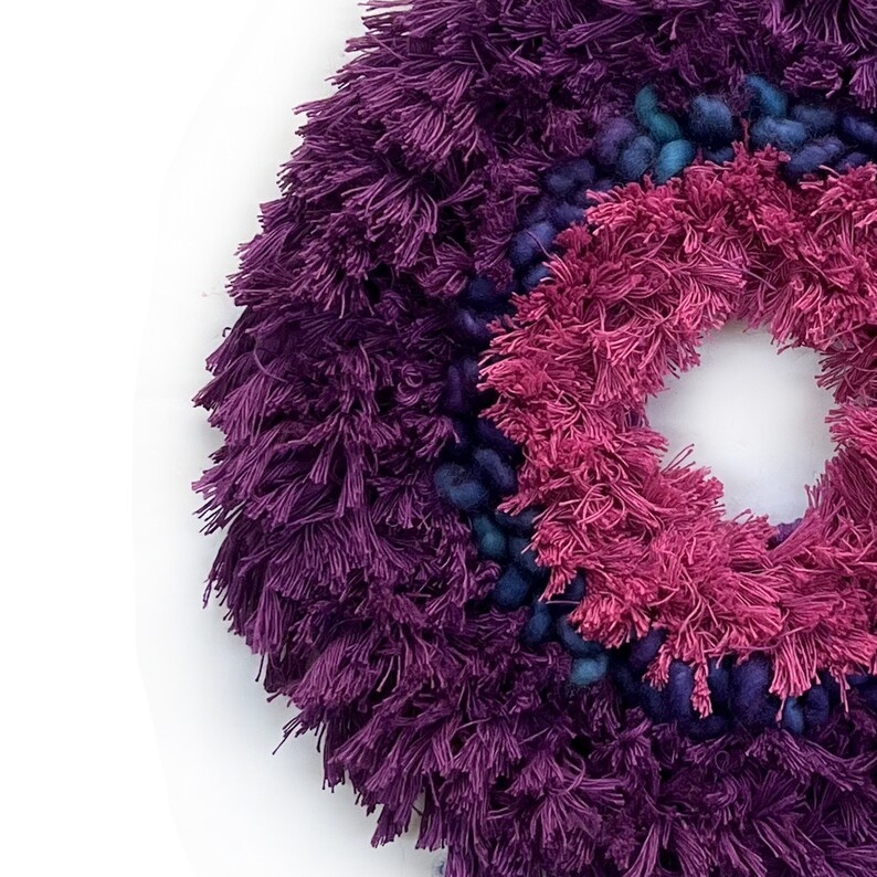 Purple Macrame Wall Flower, Colorful Macrame Wall Flower, Colorful Macrame Wall Hanging, Recycled Macrame Wall Hanging, Boho Macrame Hanging image 3