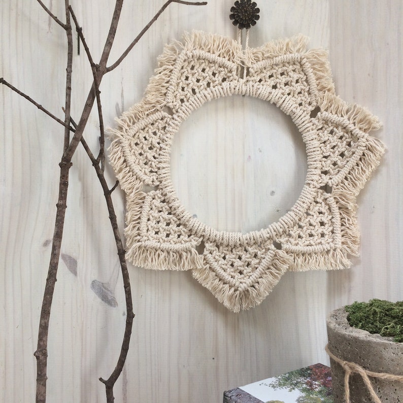 XLarge Round Macrame Round Macrame Wall Hanging Boho Flower Etsy