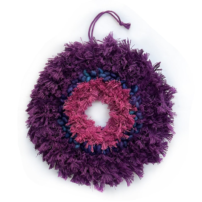 Purple Macrame Wall Flower, Colorful Macrame Wall Flower, Colorful Macrame Wall Hanging, Recycled Macrame Wall Hanging, Boho Macrame Hanging image 1