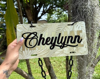 Plato de oro hawaiano con doble nombre