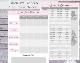 School Lunch Planner | Lunch Box Planner | 101 Kids Lunch Ideas